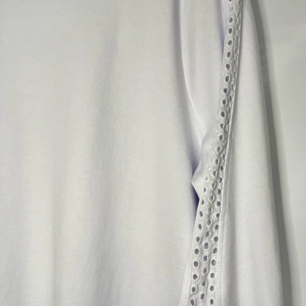 Appleseed's White Blouse shirt with Quarter length Eyelet Sleeves PXL EUC - Picture 2 of 10